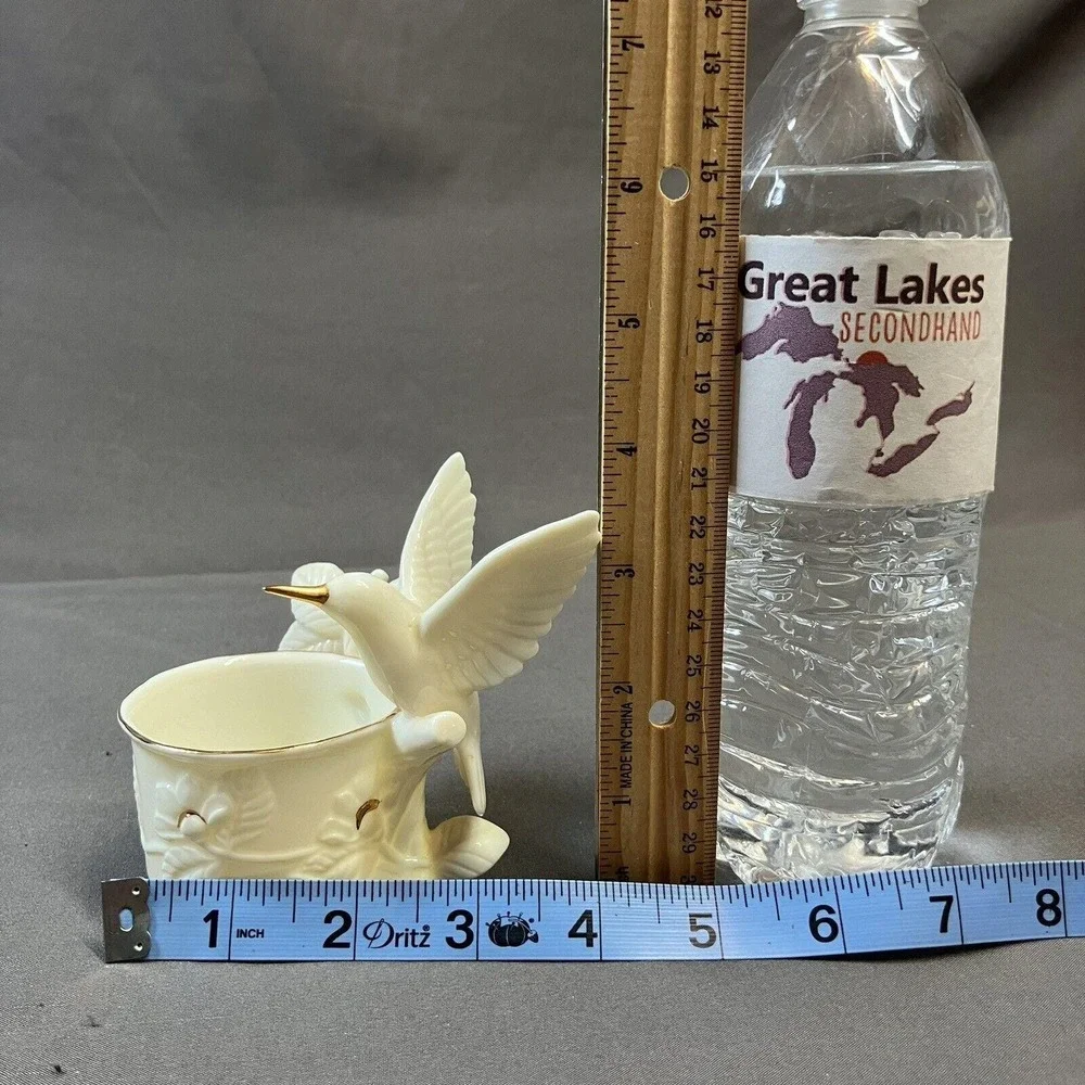 Vintage 1988 George Good Candle Holder / Hummingbird / Porcelain / White &‎ Gold